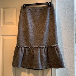 Gray-Multi Ruffle-Hem Pencil Skirt